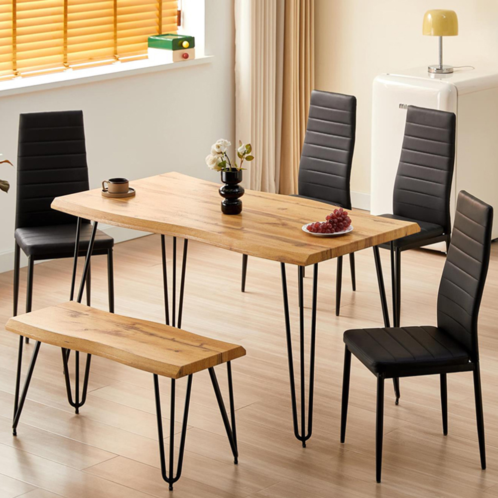 Kosy Koala 6 Seater Dining Table Set with Metal Chairs and Bench Set Image 1