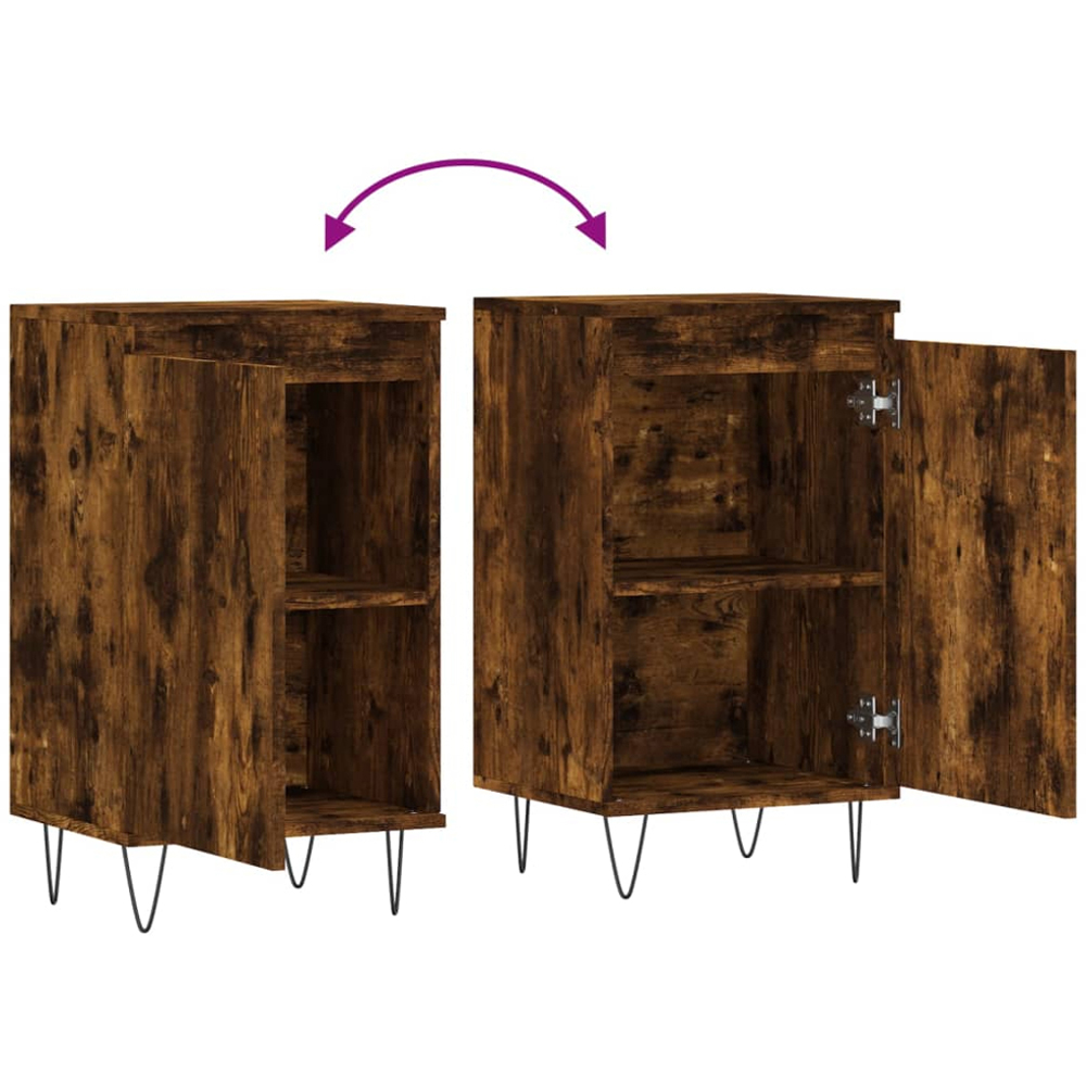 vidaXL Single Door Smoked Oak Sideboard Image 9