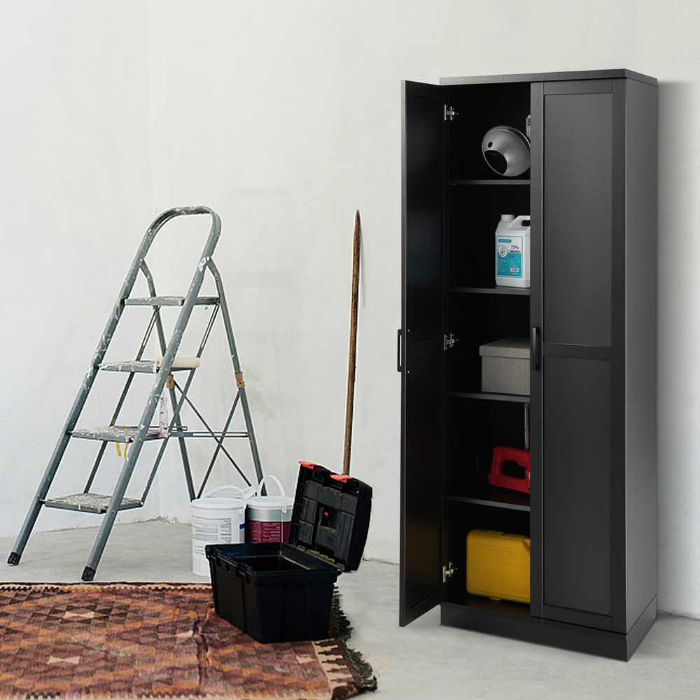 Costway 2 Door Black Wooden Storage Cabinet Image 4