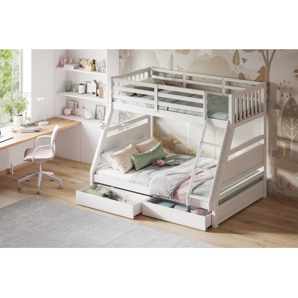 Flair Ollie Triple Sleeper White 2 Drawer Wooden Bunk Bed Image 5