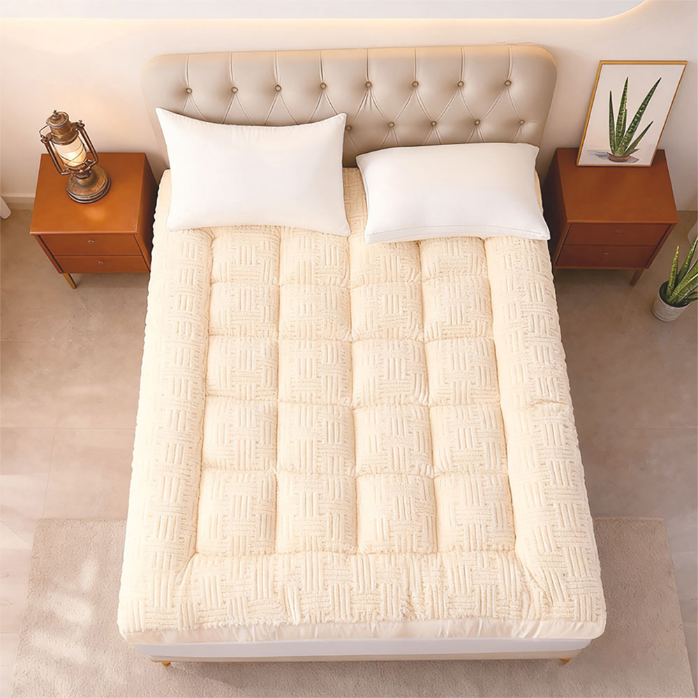Living and Home King Size Light Beige Quilted Mattress Topper Image 2