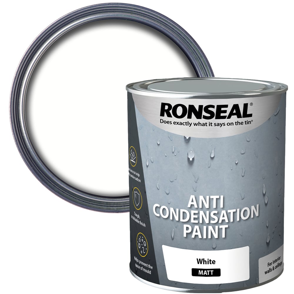 Ronseal Walls & Ceilings White Matt Anti-Condensation Paint 750ml Image 1
