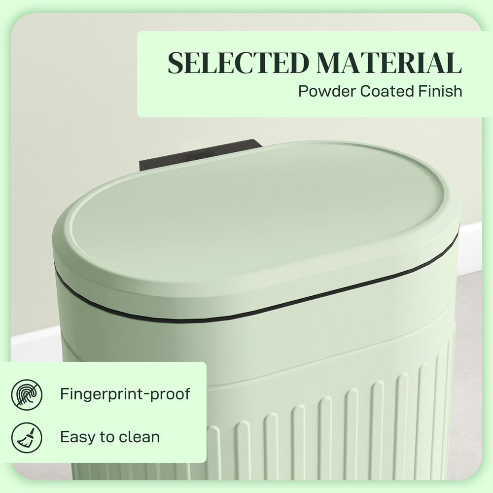 HOMCOM Light Green Metal Pedal Kitchen Bin with Soft Close Lid 20L Image 6