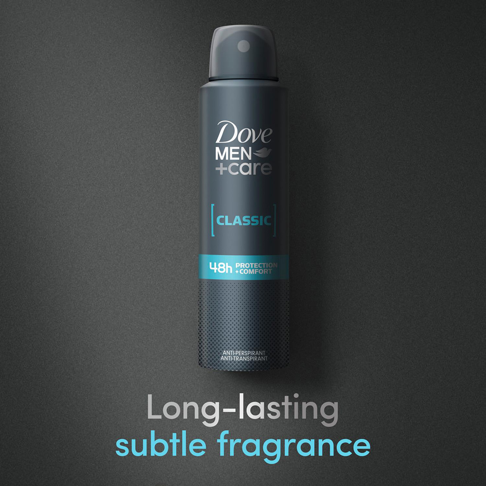 Dove Men+ Care Classic Sweat Protection Anti-Perspirant Deo 150ml 24 Pack Image 3