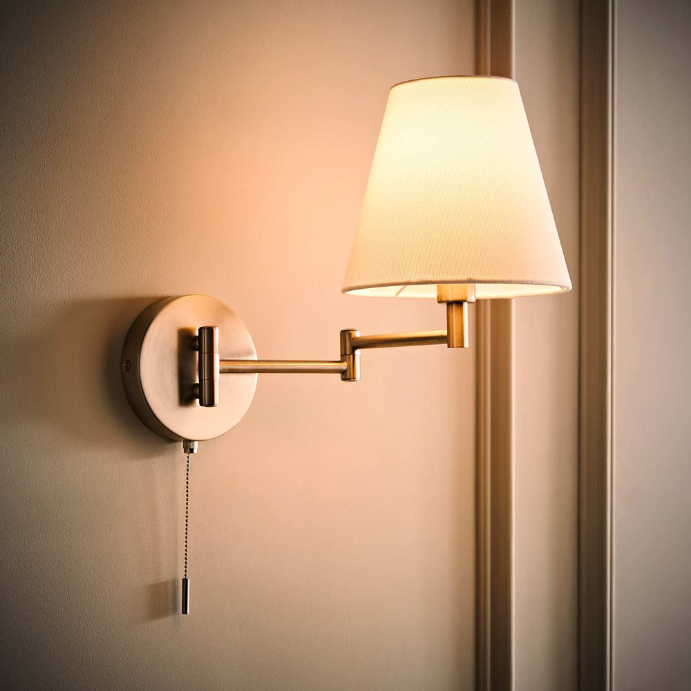 ValueLights Sonia Tapered Shade Brushed Chrome Adjustable Swing Arm Wall Light with Bulb 2 Pack Image 6