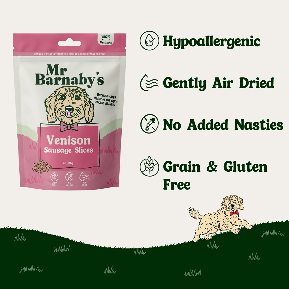 Mr Barnaby's Venison Sausage Slices Dog Treats 100g 2 Pack Image 5
