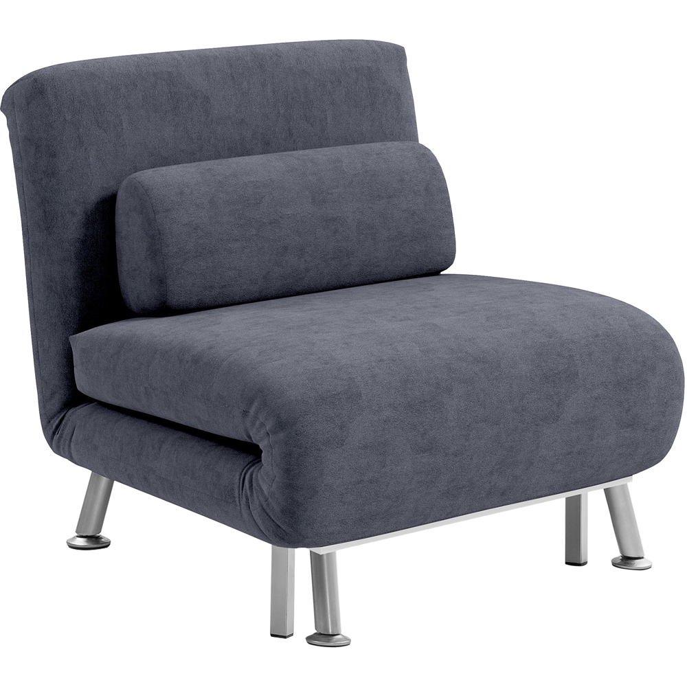 HOMCOM Single Charcoal Grey Velvet Chair Bed with Adjustable Backrest Image 2