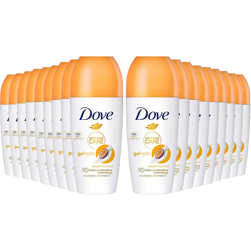 Dove Go Fresh Passion Fruit Women Anti-Perspirant Roll on 50ml 18 Pack Image 1
