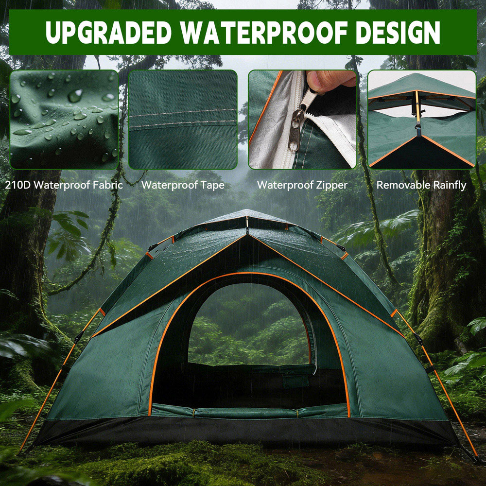 Willowmare 1-2 Person Waterproof Backpacking Camping Tent Green Image 4
