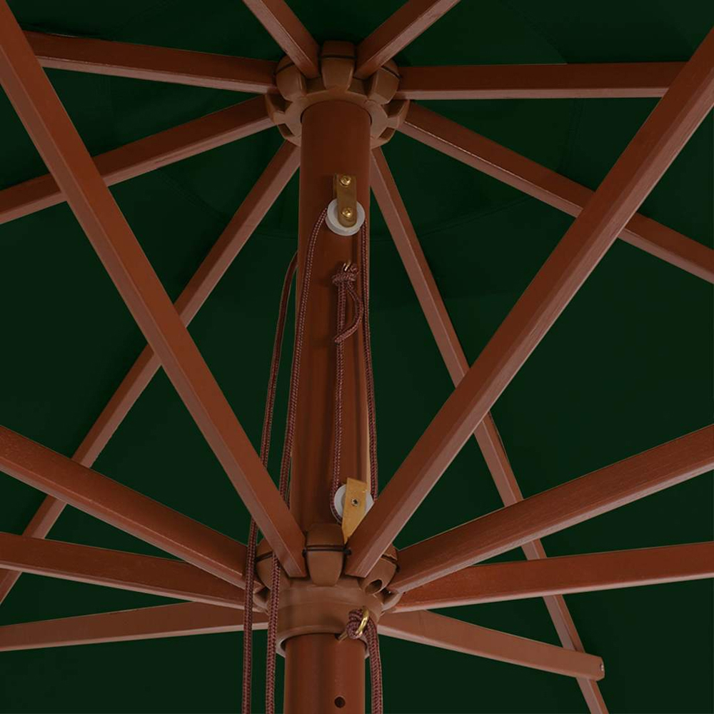 vidaXL Green Garden Parasol with Wooden Pole 3.5m Image 3