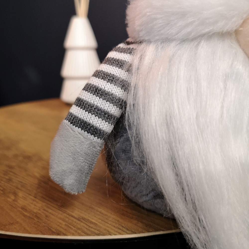 Samuel Alexander Grey Plush Sitting Gonk with Stripey Dangly Legs Christmas Decoration 33cm Image 6
