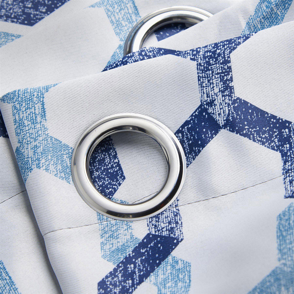 Alan Symonds George Blue Ring Top Eyelet Curtains 168 x 229cm Image 2