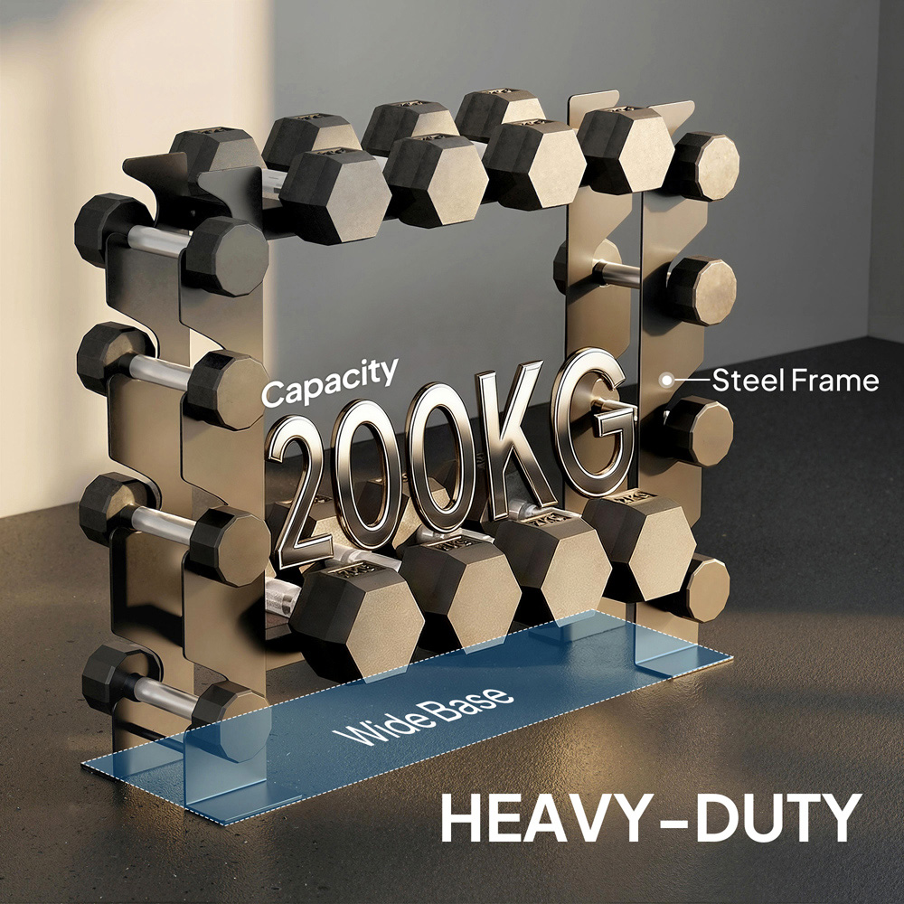 SPORTNOW 4-Tier Black Heavy-Duty Dumbbell Rack Image 6