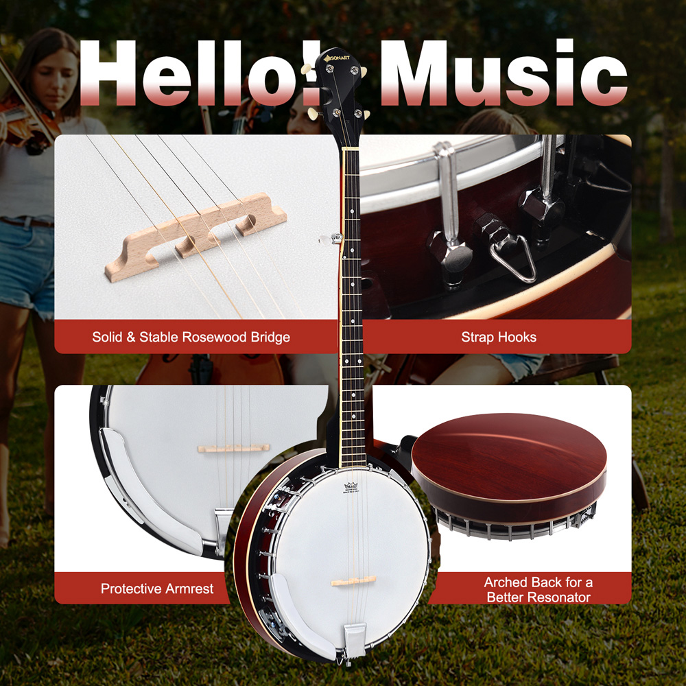 Costway MU10100 5 String Banjo with 24 Bracket Remo Head Image 6