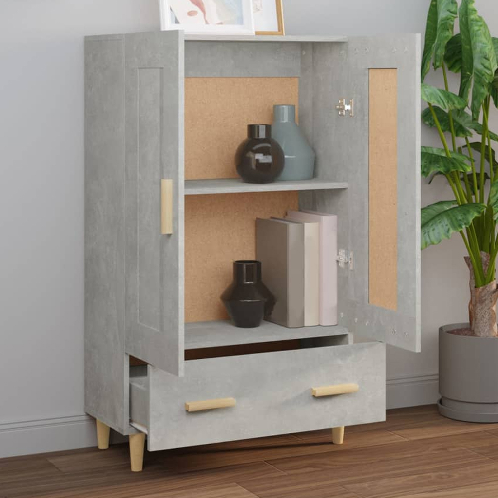 vidaXL 2 Door Single Drawer Concrete Grey Small Highboard Image 1
