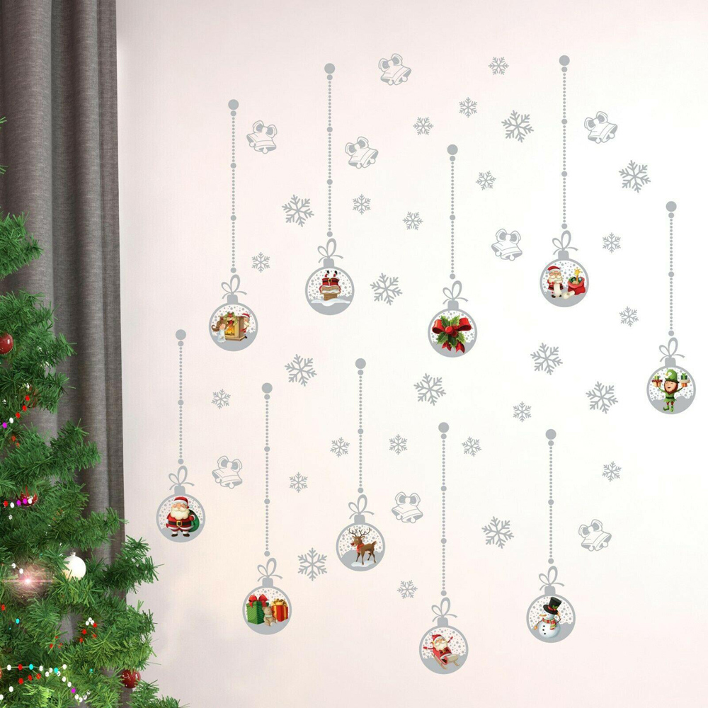 Walplus Matt Silver Christmas Ornaments Self Adhesive Wall Stickers 45 Piece Image 3