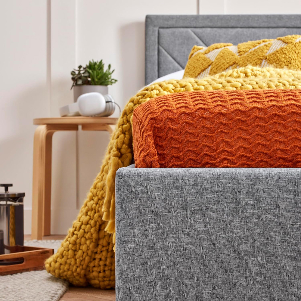 Home Treats Double Grey Etched Bed Frame Image 6