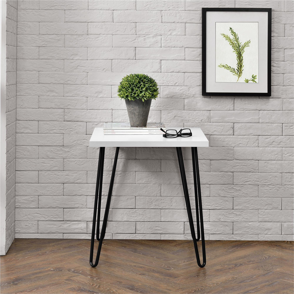 Dorel Owen White Retro End Table Black Image 7