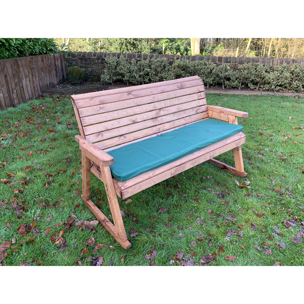 Charles Taylor 3 Seater Rocker Bench with Green Cushions Image 2