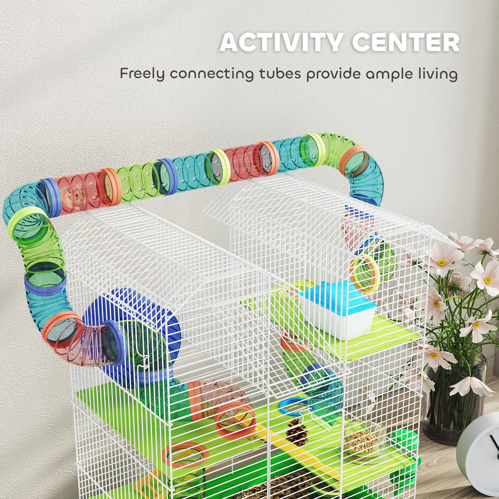 PawHut 5 Tier Green Hamster Cage Animal Travel Carrier Habitat Image 7