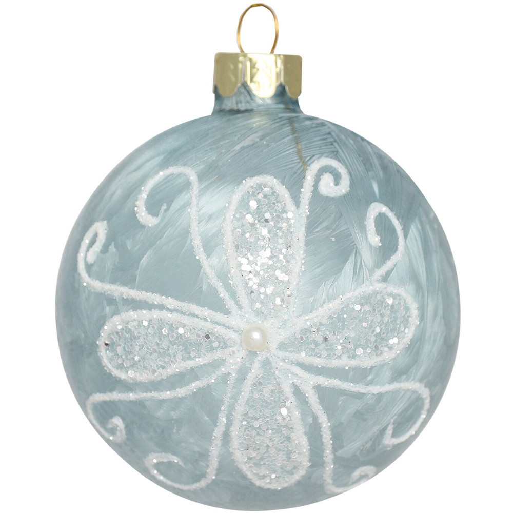 Blue Glittered Bauble - Blue Image 3