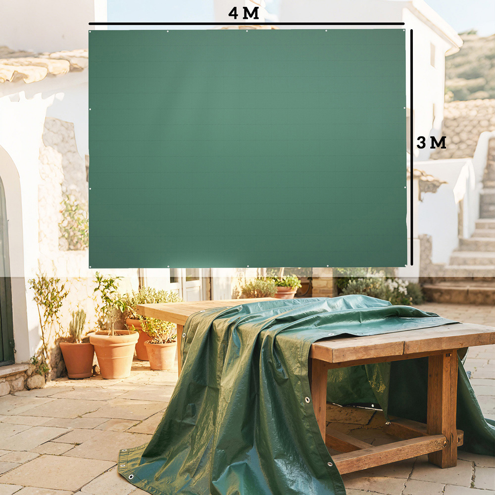 Outsunny Green Waterproof Tear-Resistant Tarpaulin Sheet 300 x 400cm Image 9