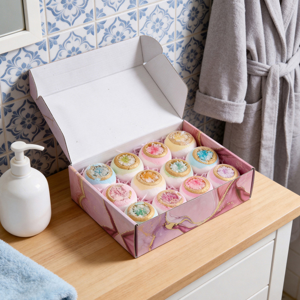 Living and Home 12 Piece Multicolour Bath Bomb Set with Different Scents Image 2