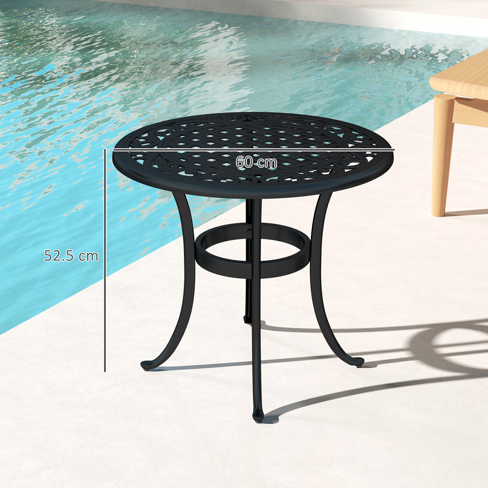 Outsunny Cast Aluminium Frame Round Garden Table Black Image 8