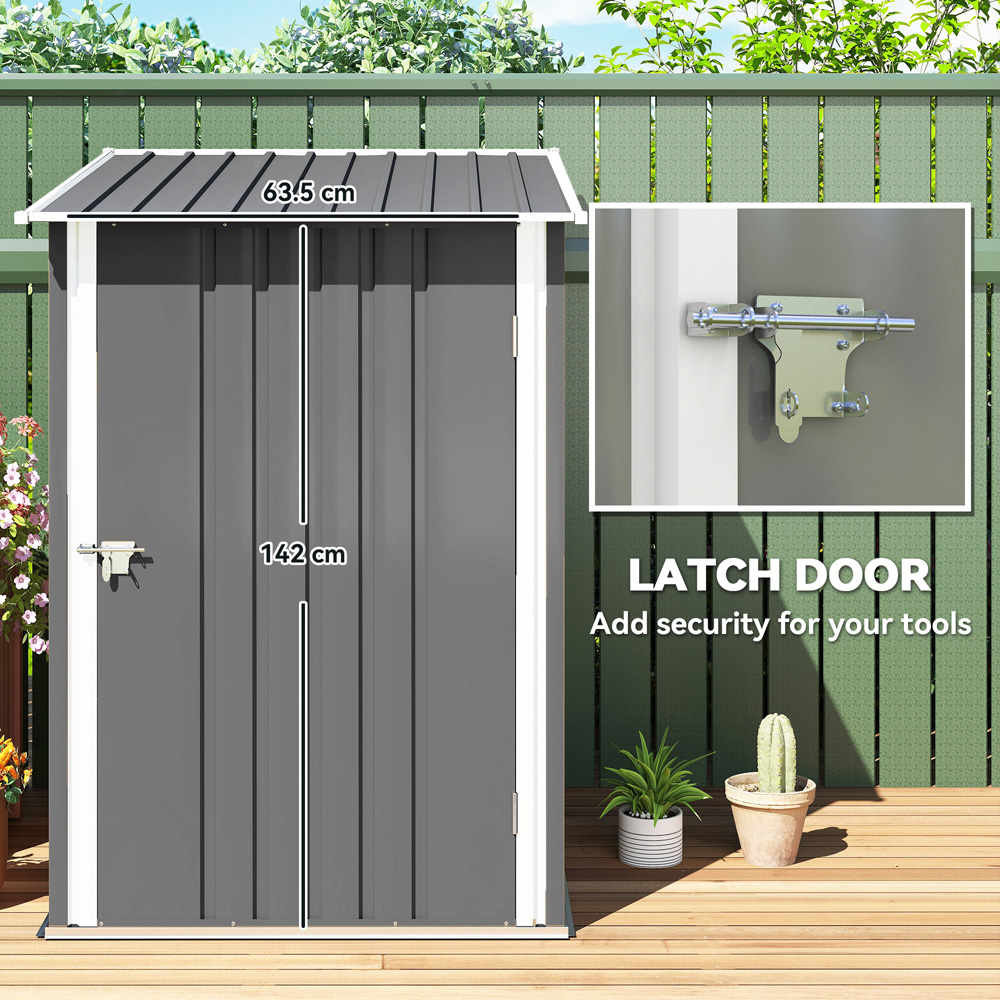 Outsunny 3.3 x 3.4ft Grey Steel Garden Storage Shed with Lockable Door Image 7