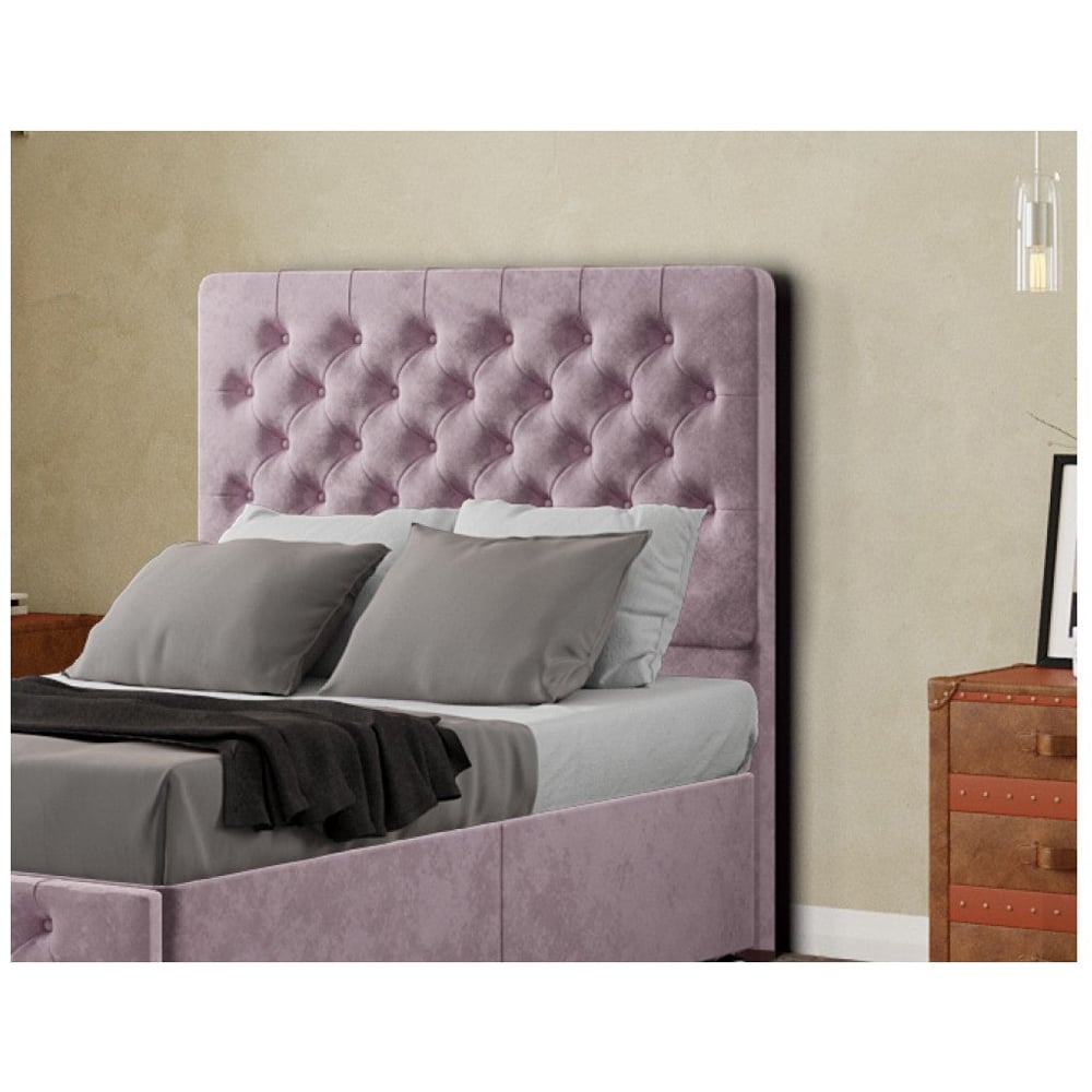 Eleganza Mary Chesterfield Double Blush Plush Floor Standing Headboard Image 4