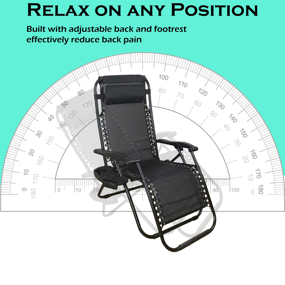 Shatchi Heavy Duty Textoline Outdoor Foldable Reclining Gravity Chair Image 5