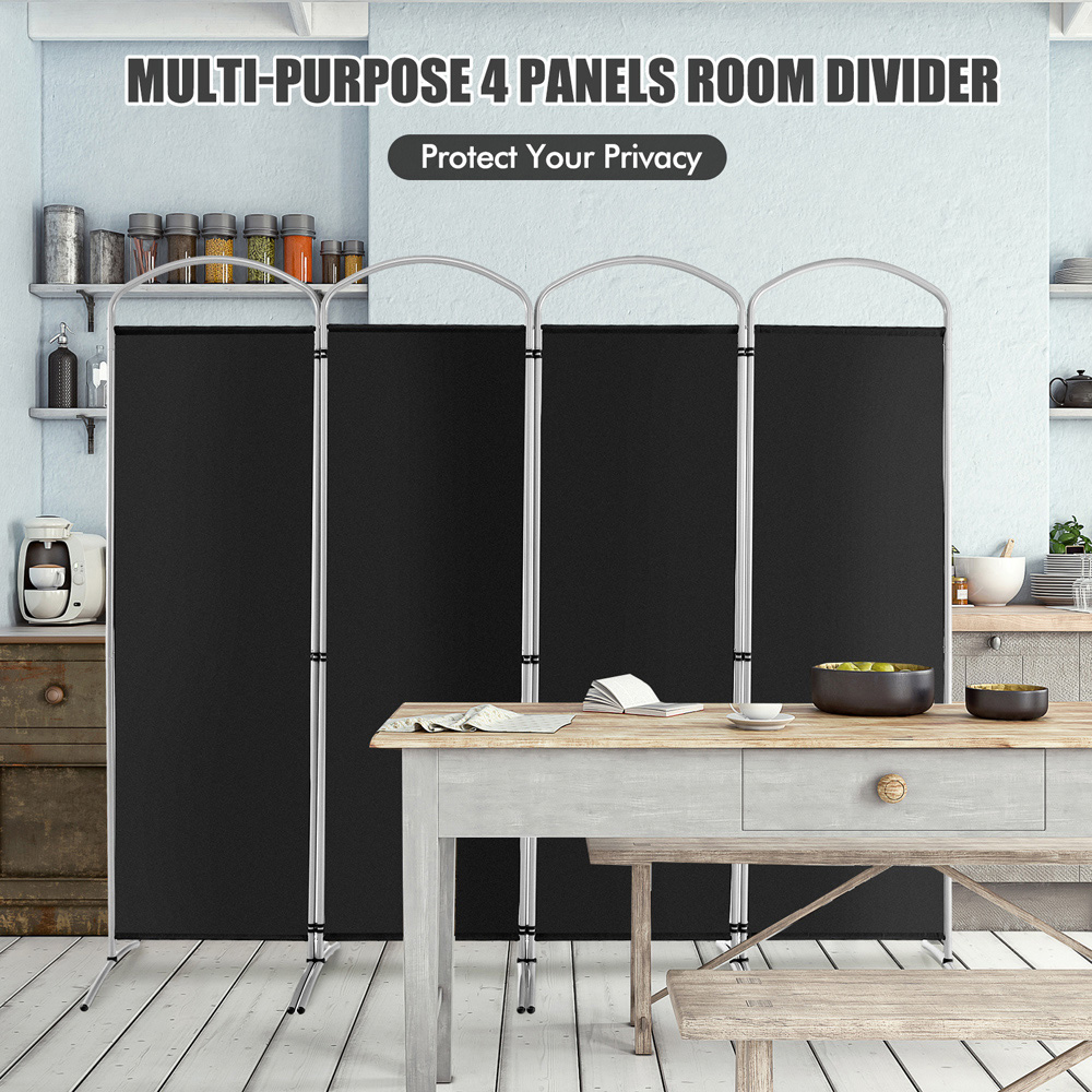Costway 4 Panel Black Freestanding Folding Room Divider Image 7