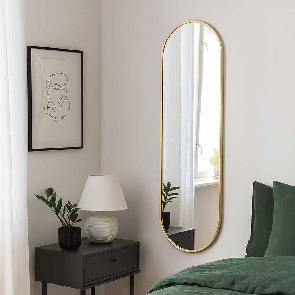 Neo Gold Metal Frame Full Length Wall Mirror 50 x 160cm Image 2