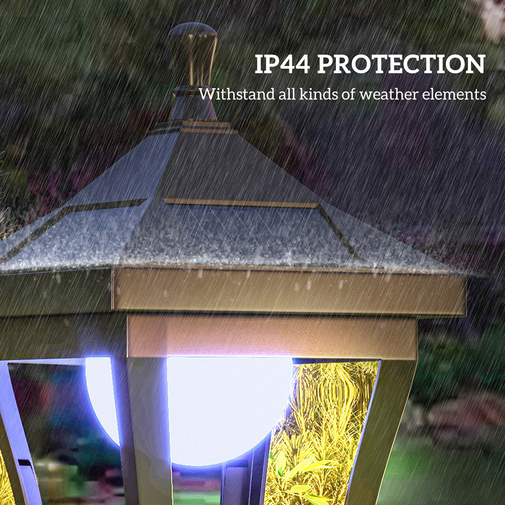 Outsunny Cool White LED Waterproof Black Garden Solar Lamp Post Light Image 5