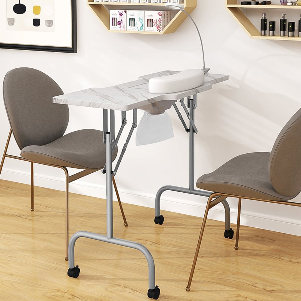 Costway Manicure Folding Nail Table with Electric Dust Collector Image 1