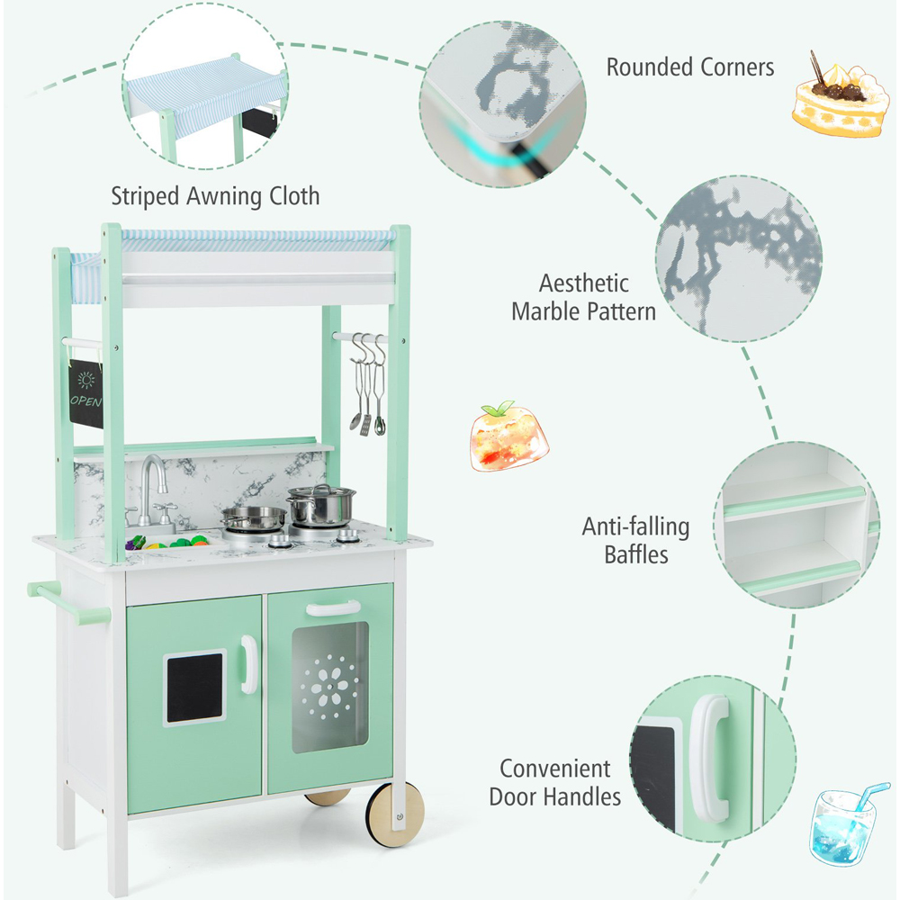 Costway Green Double-sided Kids Play Kitchen Set with Remote Control Image 4