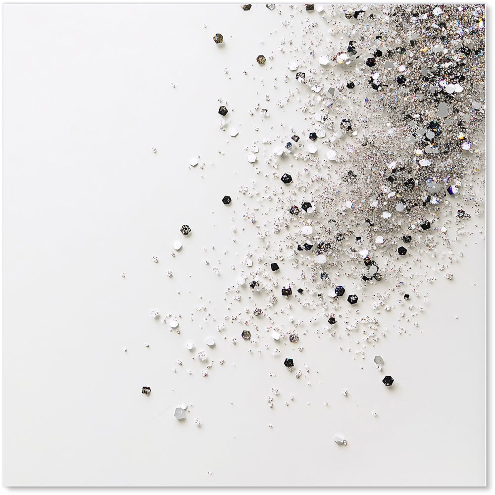 Warren Reed Designer Glittering Tranquility Pure White Glass Kitchen Splashback 60 x 60cm Image 2