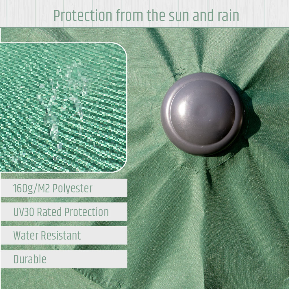 Gardenkraft Dark Green Crank and Tilt Wooden Parasol 2.7m Image 5