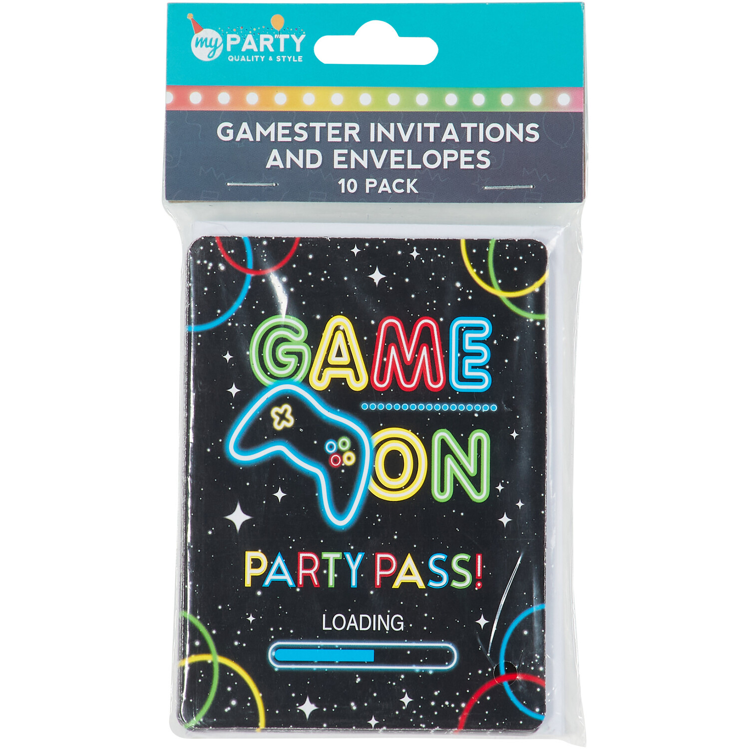 My Party Pack of 10 Gamester Invitations and Envelopes Image