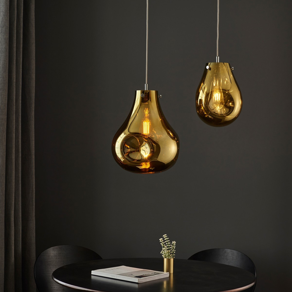 Merano Perugia Metallic Glass Gold Pendant Ceiling Lamp Image 8