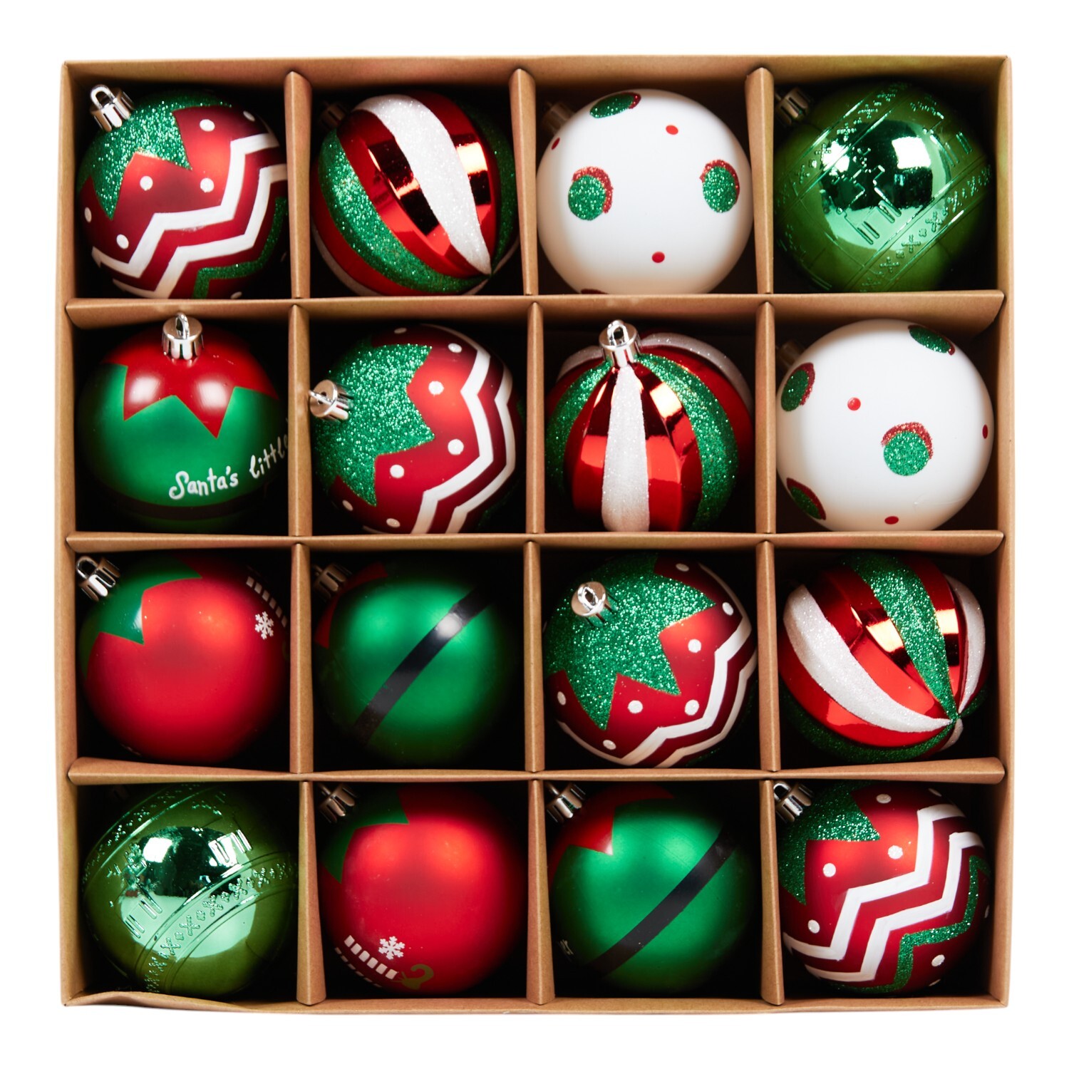 Pack of 16 Elf Candy Cane Baubles Green Image 1
