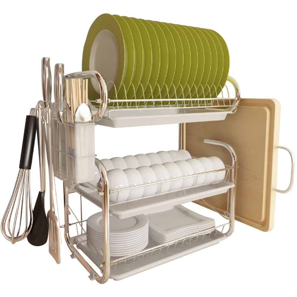 Living And Home White Multi Tiered Dish Rack Image 1