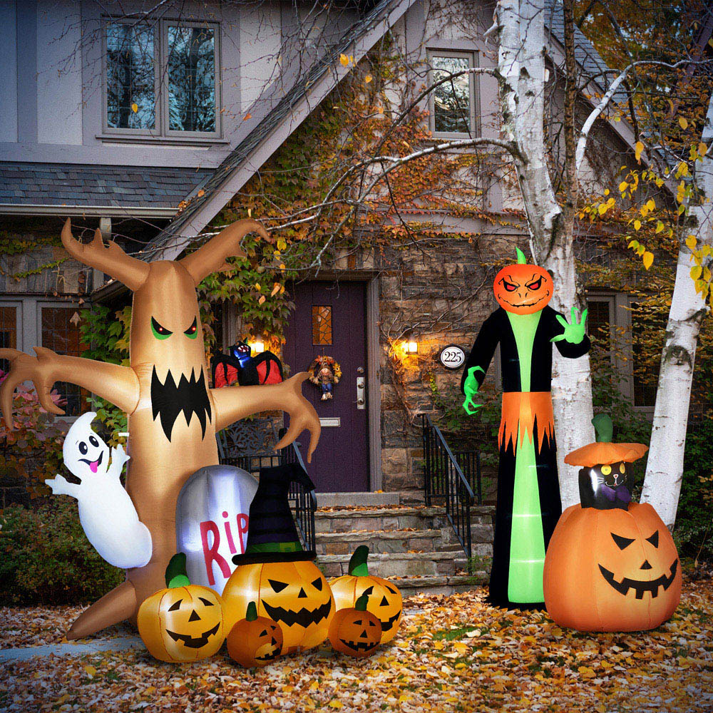 Outsunny Halloween Inflatable Large Pumpkin in Hat with 4 Small Pumpkin 6ft Image 6