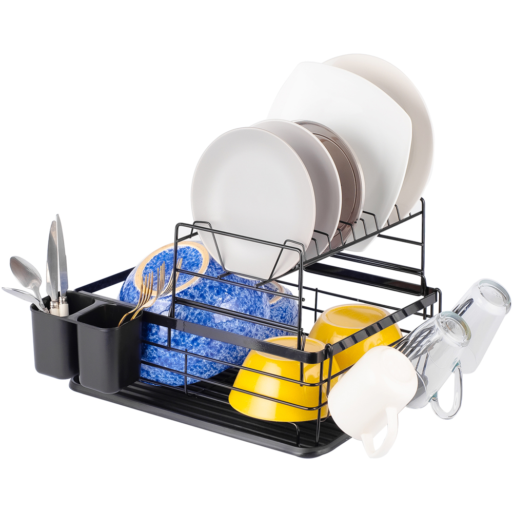 Innoteck Essentials 2 Tier Black Dish Drainer Image 1