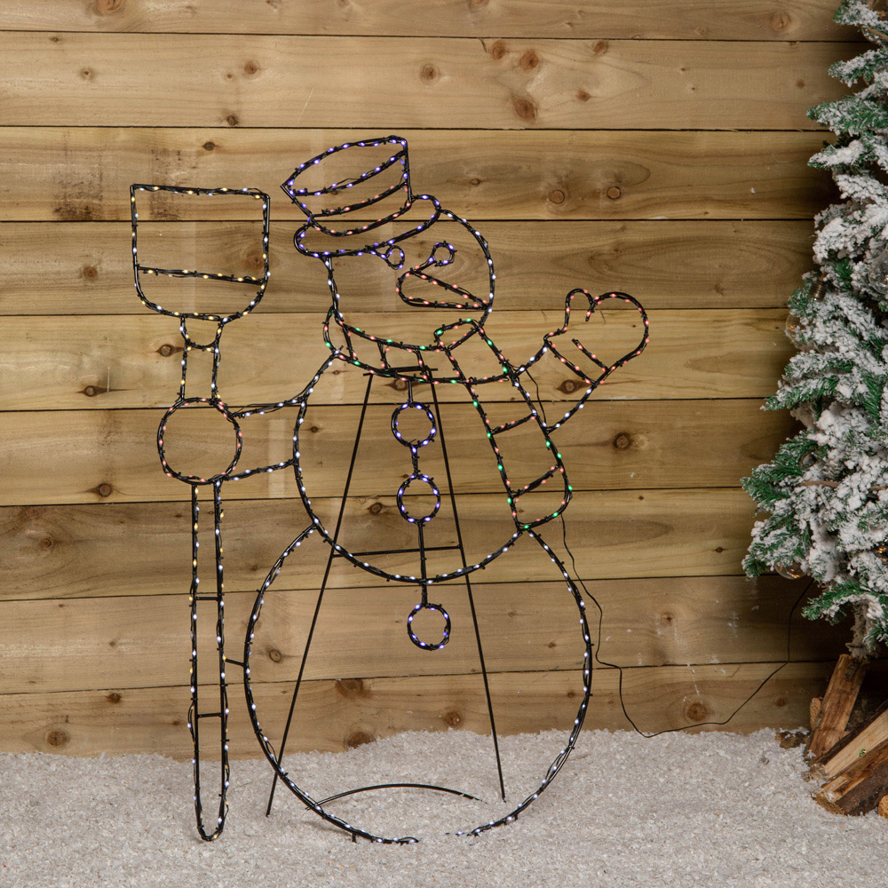 Samuel Alexander Multi Coloured LED Standing Christmas Snowman 1m Image 3