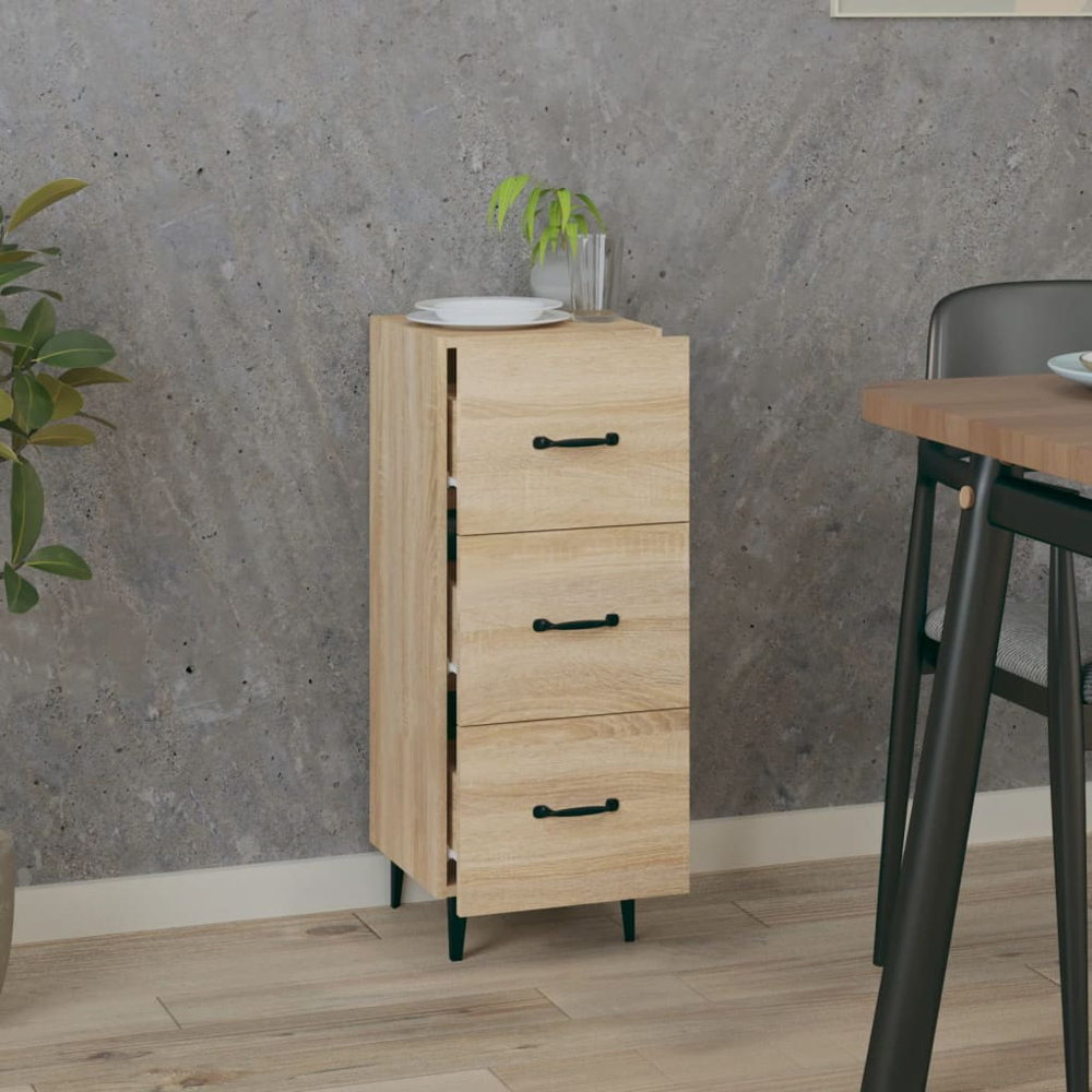 vidaXL 3 Drawer Sonoma Oak Sideboard Image 8
