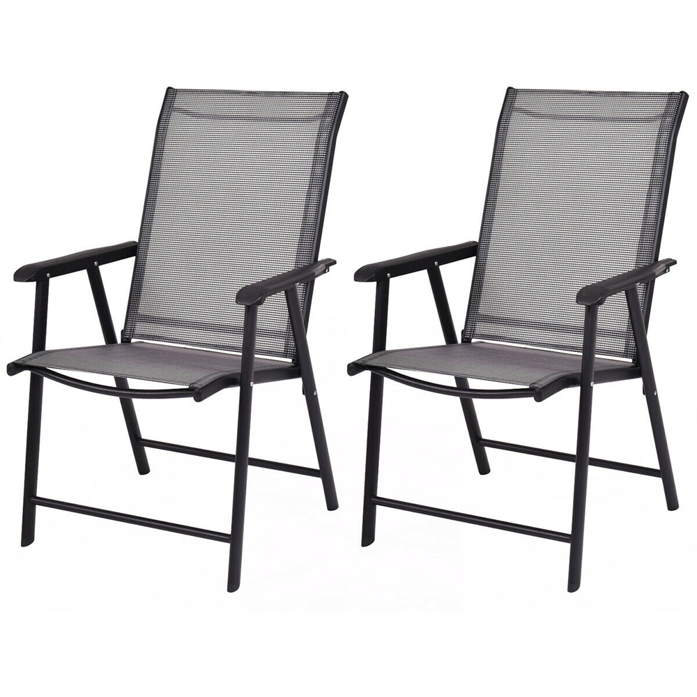 Costway Set of 2 Grey Folding Garden Chair Image 2