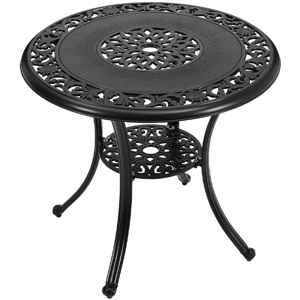 Living and Home Cast Aluminium Round Bistro Table with Parasol Hole Image 2