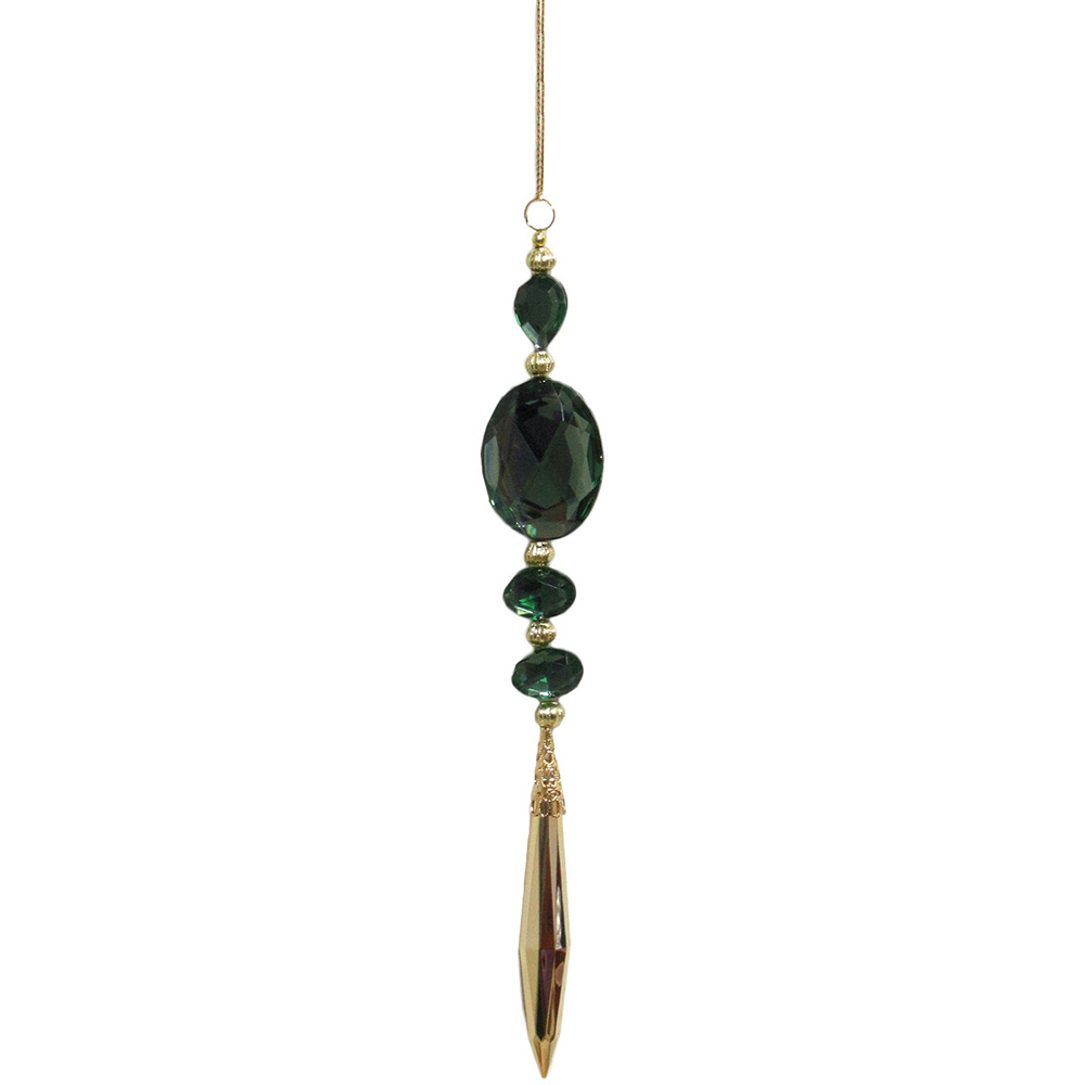 Royal Emerald Clear Green Jewel Droplet Single Ornament Image