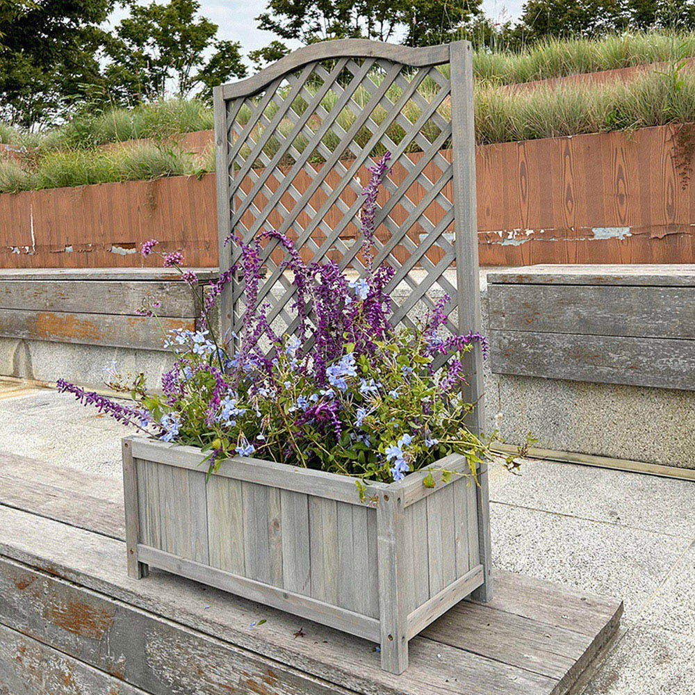 Gr8 Garden Grey Wooden Lattice Planter Lattice with Trellis Image 4
